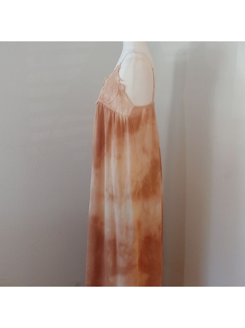 ZARA Maxi Summer Tie Dye Strap Dress Tan and Peach Women's Medium, NWT - Picture 9 of 17